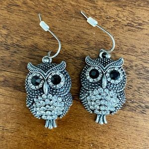 Crystal owl earrings